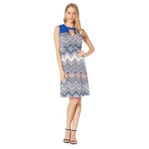 New - BCBGMAXAZRIA Woven Print Block Dress Multicolor Zigzag Ombre 0
